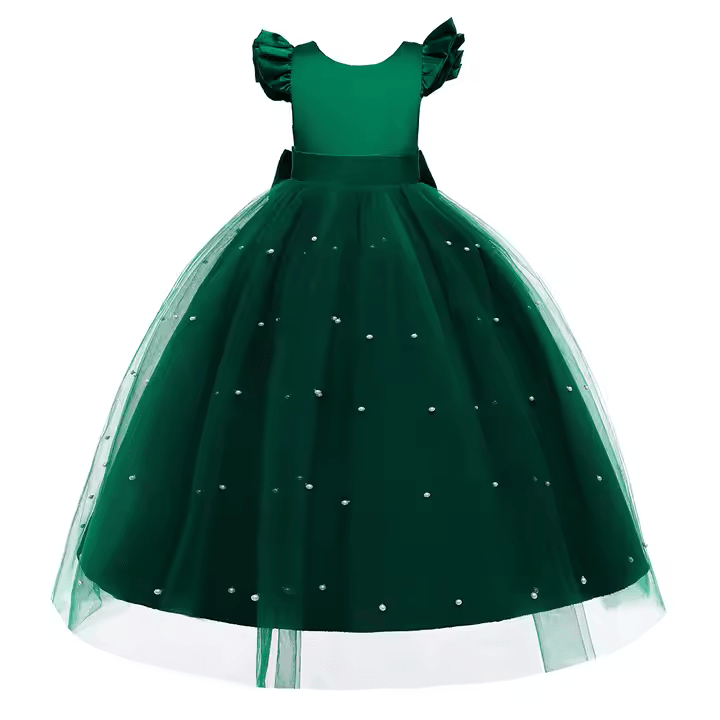 Flower ball gown fancy girls party dresses