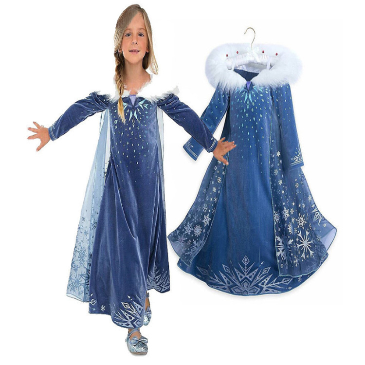Snow beautiful dresses costume cosplay kids elsa anna princess girls dress
