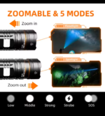 Zoom flashlight usb rechargeable led flashlight1